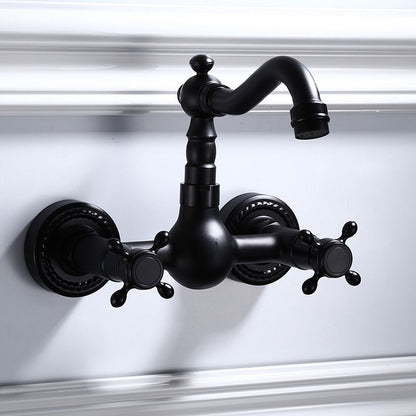 Schwarze Wandmontierte Badezimmerarmatur Amerikanischer Klassischer Weitreichender Wasserhahn