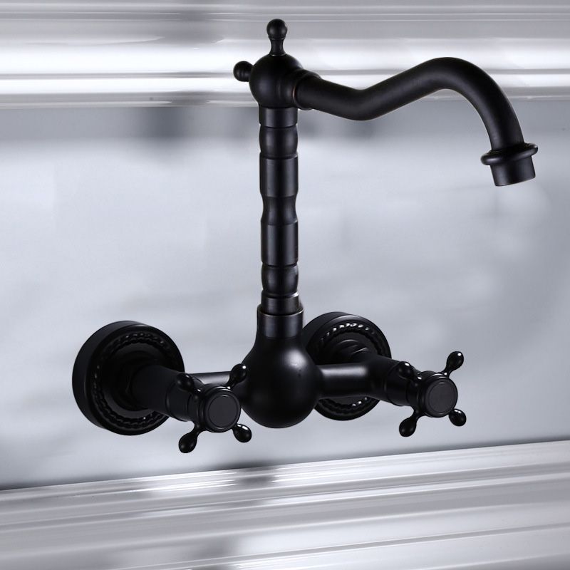 Schwarze Wandmontierte Badezimmerarmatur Amerikanischer Klassischer Weitreichender Wasserhahn