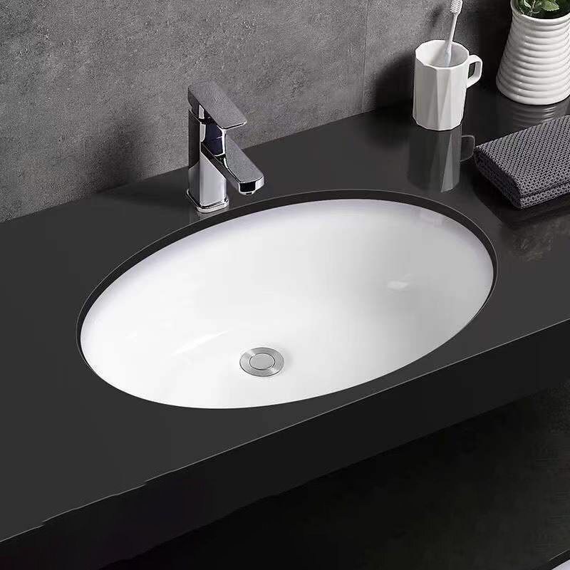 Modern Unterbauwaschbecken Oval Porzellan mit Pop-Up Abfluss