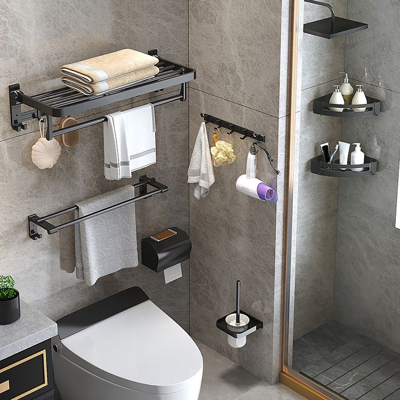 Modern Matt Schwarz Badezimmer Zubehör Set mit Badregal/Handtuchhaken/Handtuchstange