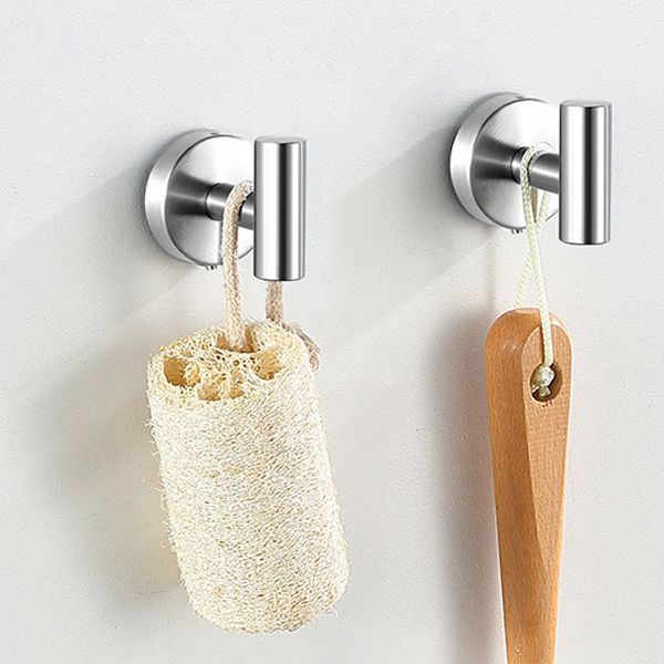Modernes Badzubehör Set aus gebürstetem Edelstahl verchromt Handtuchstange/Ring & Bademantelhaken