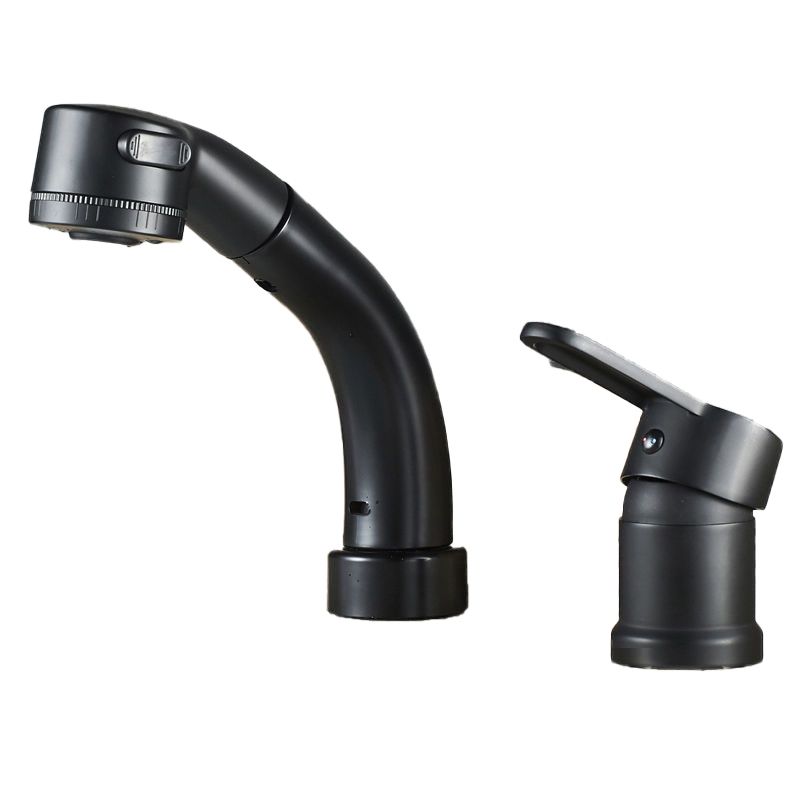 Moderner Stil Spülbecken Wasserhahn Kupfergriff Niedriger Bogen Ausziehbarer Spülbecken Wasserhahn