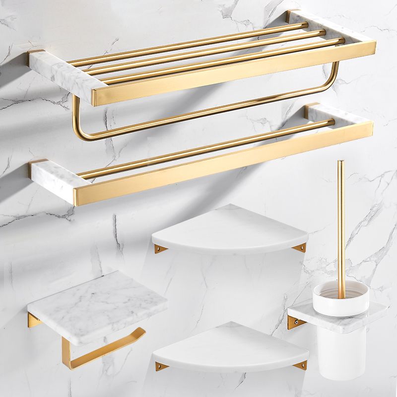 Gebürstetes Messing Badezimmer Zubehör Set Metall & Marmor Badezimmer Hardware Set mit Badewannenregal