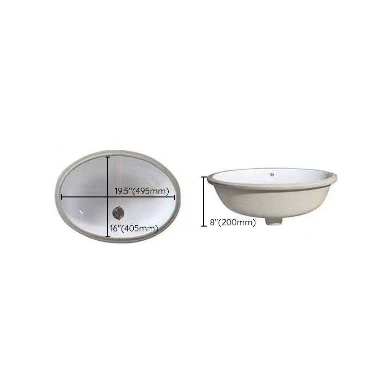 Modern Unterbauwaschbecken Oval Porzellan mit Pop-Up Abfluss
