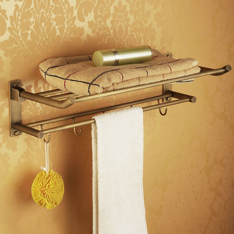 Gebrauchte Messing traditionelle Badezimmer Set mit Badregal/Papierhalter & Handtuchstange