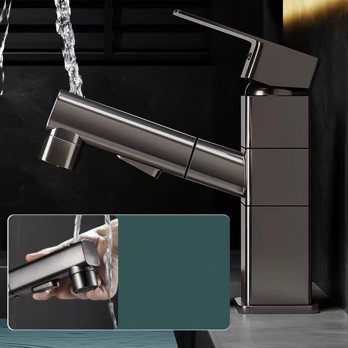 Badezimmer-Waschtischarmatur mit schwenkbarem Auslauf, Einhebelarmatur mit herausziehbarem Spraykopf