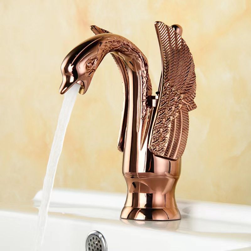Vollmessing Badezimmer-Armatur Waschbecken Wasserhahn heiß und kalt einhebel Waschbeckenarmatur