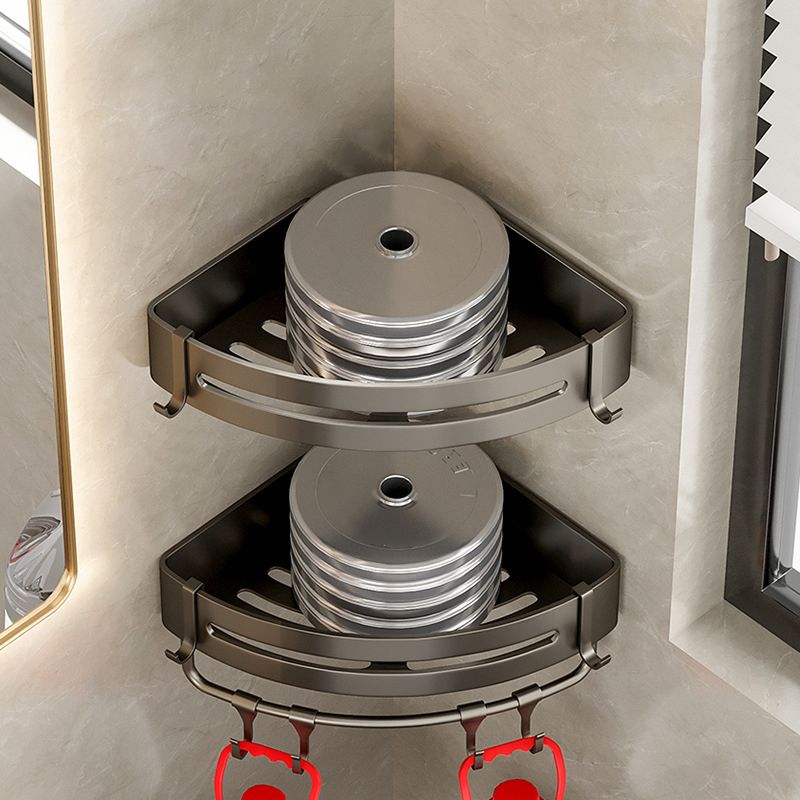 Zeitgenössisches Aluminium Badezimmer Zubehör Set Graue Badablage