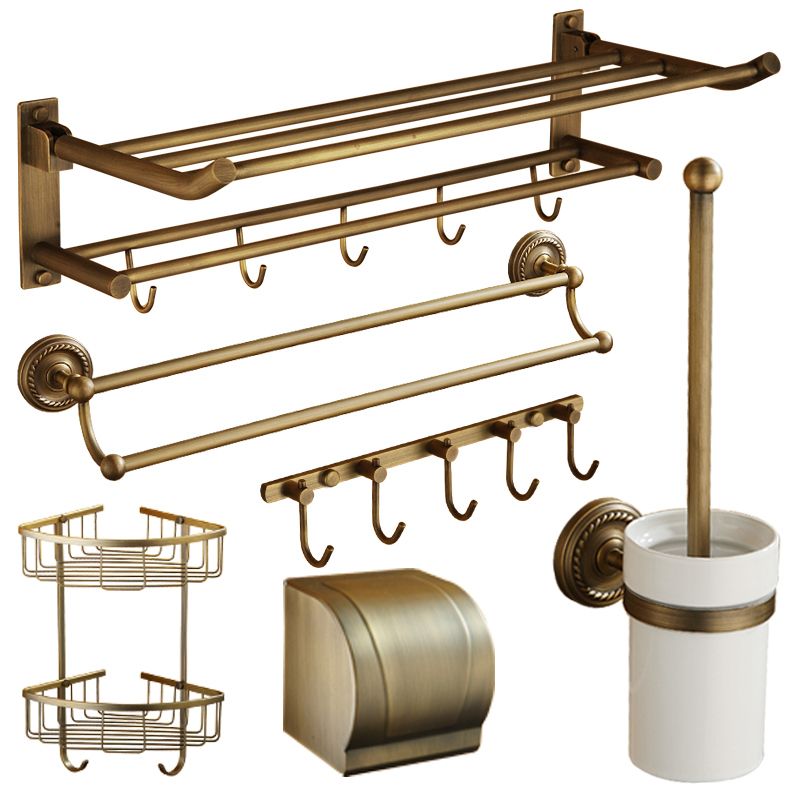 Gebrauchte Messing traditionelle Badezimmer Set mit Badregal/Papierhalter & Handtuchstange