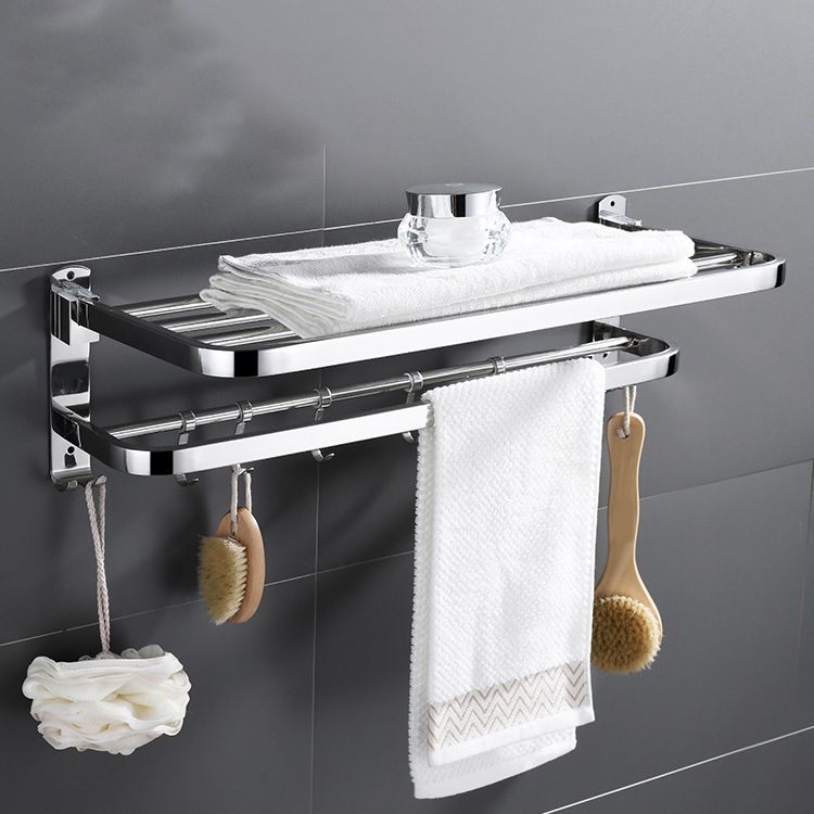 Zeitgenössisches Badezimmer-Accessoire-Set aus verchromtem Edelstahl mit Bademantelhaken/Handtuchstange