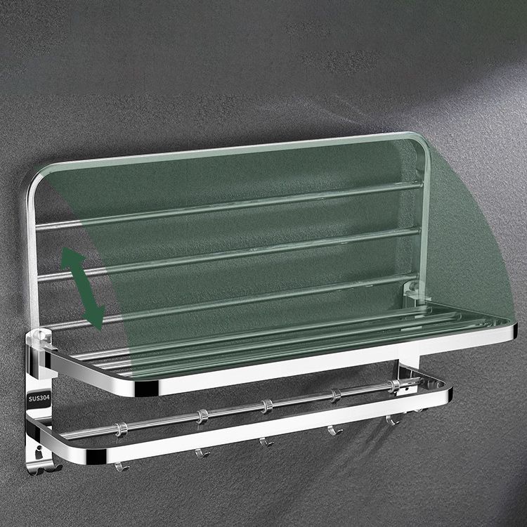 Zeitgenössisches Badezimmer-Accessoire-Set aus verchromtem Edelstahl mit Bademantelhaken/Handtuchstange