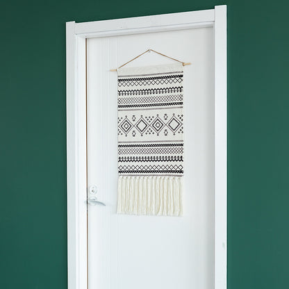 Wandteppich-Set im Boho-Ethno-Stil mit Fransen und Holzstab Brehn