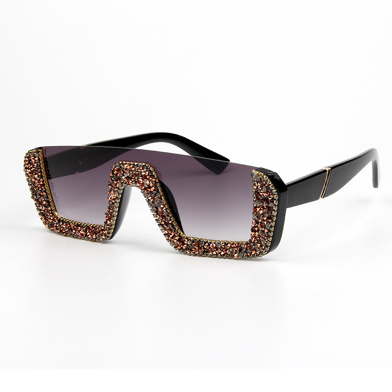 Damen elegante Glitzer-Sonnenbrille mit markantem Rahmen Brehn