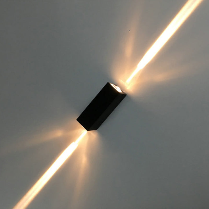 Metallic Rechteckige Wand Sconce Licht Einfacher Stil 2 Lichter Schwarze Ausführung Wandlampe in Warm/Weißem Licht für Hotel | Brehn