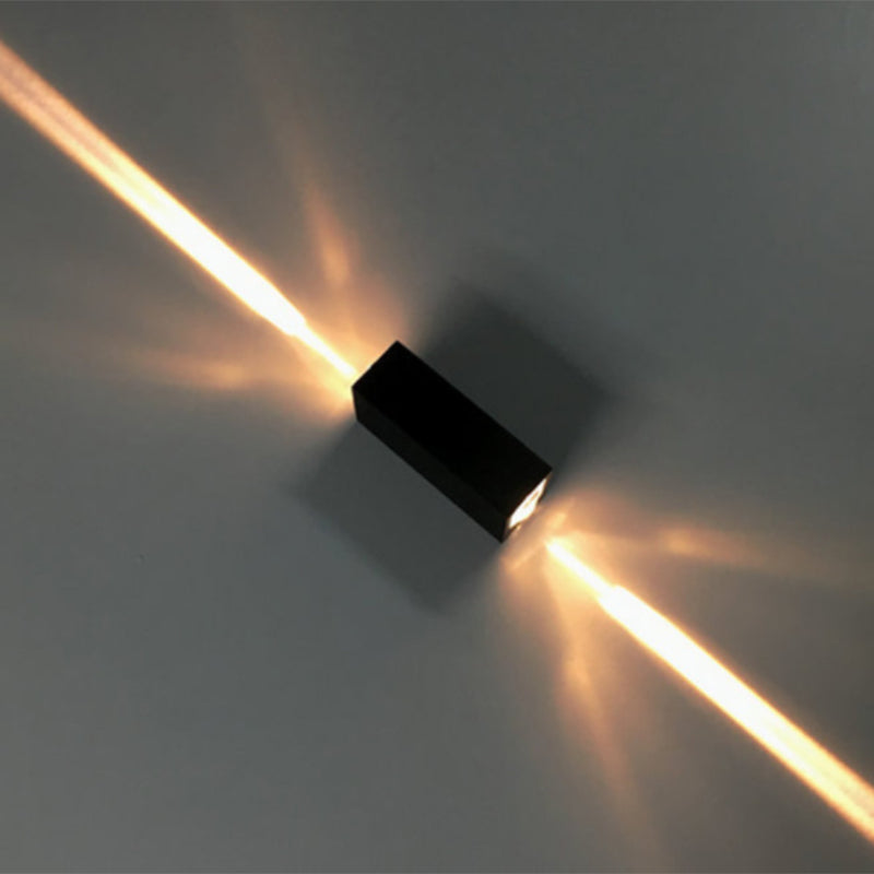 Metallic Rechteckige Wand Sconce Licht Einfacher Stil 2 Lichter Schwarze Ausführung Wandlampe in Warm/Weißem Licht für Hotel | Brehn