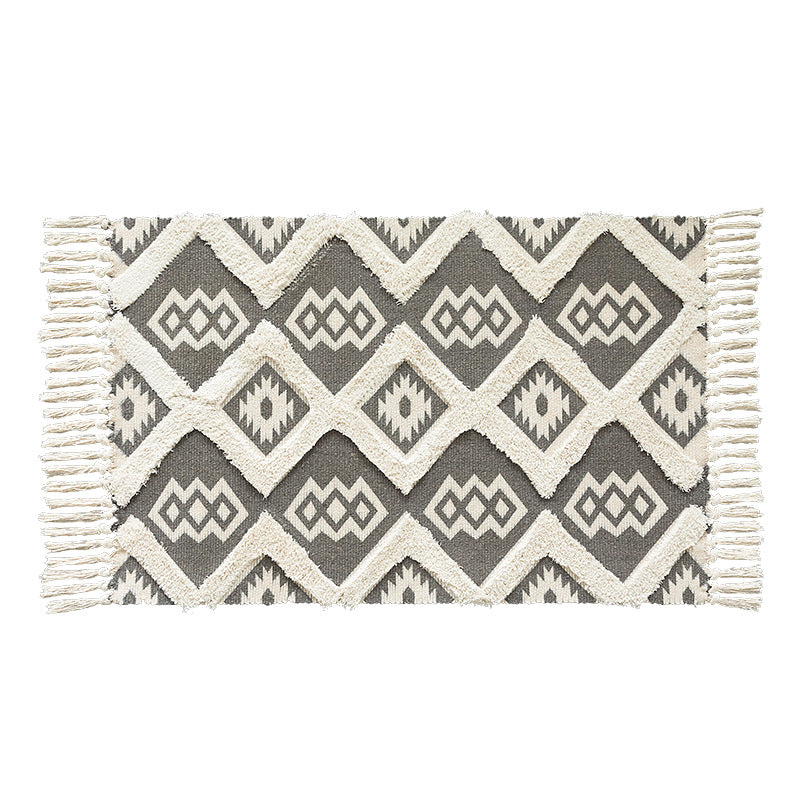 Flachgewebter Baumwoll-Läufer im Kilim‑Ethno‑Design mit Fransen Brehn