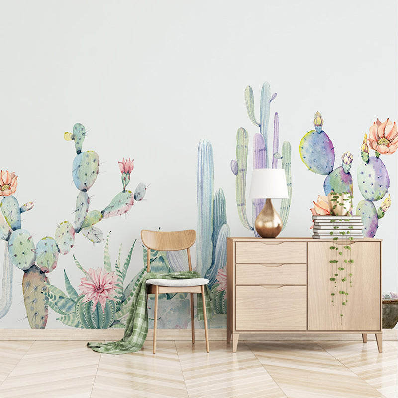 Brehn | Lichtgroene Cactus Muurverf Behang Vlekbestendig Tropix Woonkamer Wandbedekking