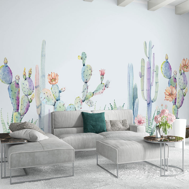Brehn | Lichtgroene Cactus Muurverf Behang Vlekbestendig Tropix Woonkamer Wandbedekking