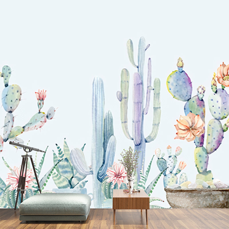 Brehn | Lichtgroene Cactus Muurverf Behang Vlekbestendig Tropix Woonkamer Wandbedekking