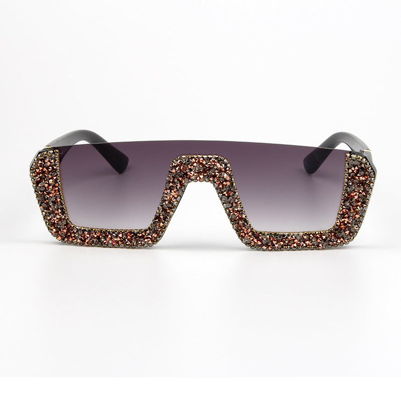 Damen elegante Glitzer-Sonnenbrille mit markantem Rahmen Brehn