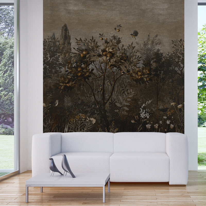 Brehn | Tropics Fruit Tree Muurbehang Donkerblauw Eetkamer Wanddecoratie, Aangepaste Afmeting Beschikbaar