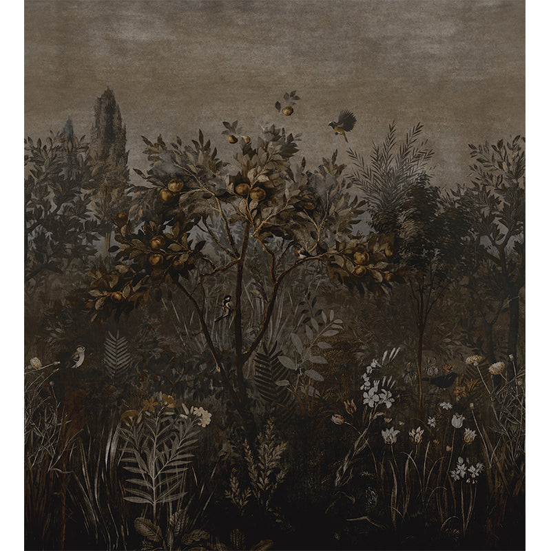 Brehn | Tropics Fruit Tree Muurbehang Donkerblauw Eetkamer Wanddecoratie, Aangepaste Afmeting Beschikbaar