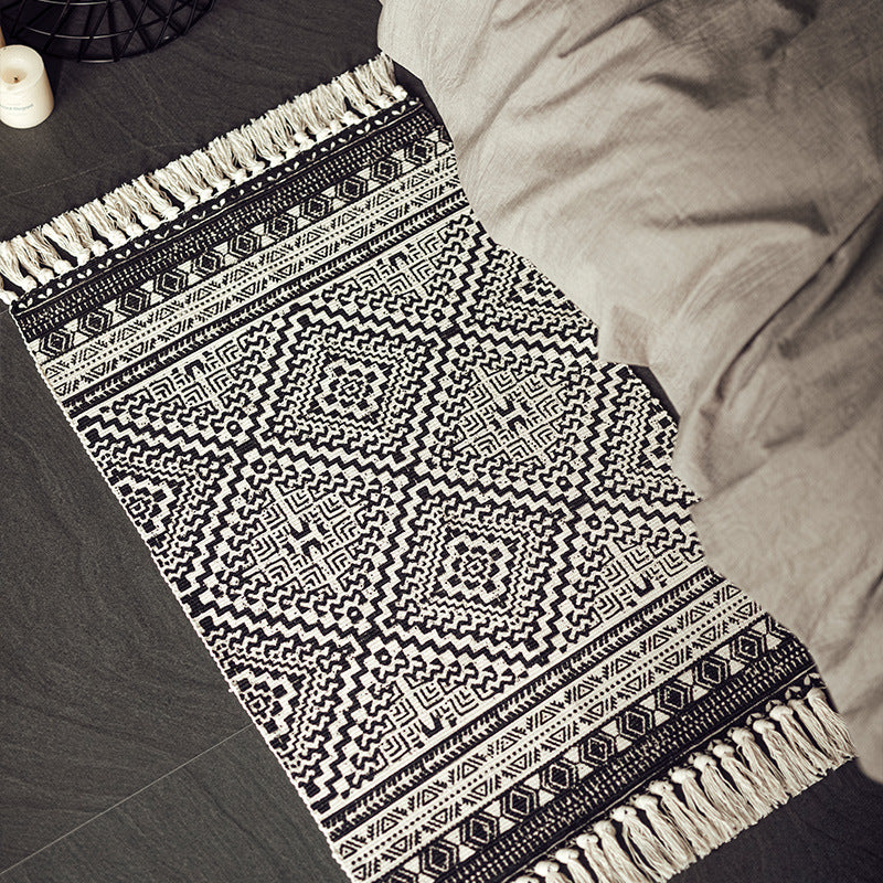Flachgewebter Baumwollmix-Läufer mit Ethno-Diamant-Jacquard und Fransen Brehn