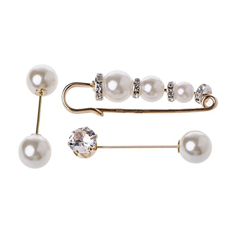 Elegantes Perlen- und Kristallbroschen-Set Brehn
