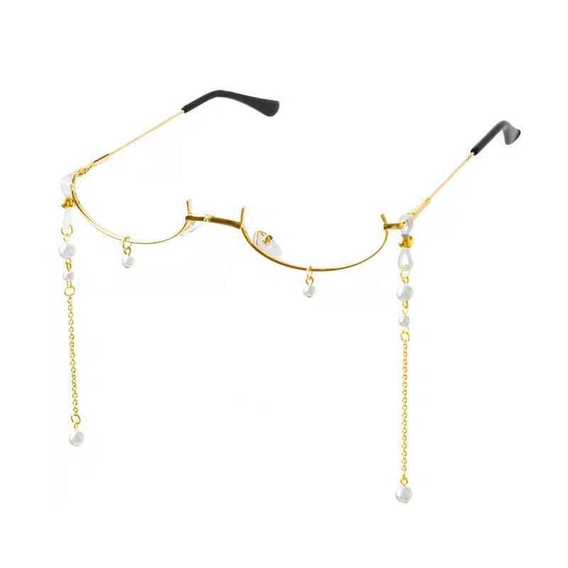 Elegante Lange Perlenkette Brillenhalter Brehn