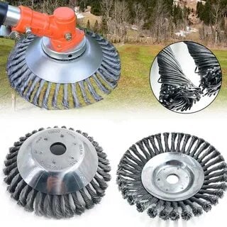 SteelTwist Unkrautbürste – 360° Trimmerklinge aus geflochtenem Stahl (15 cm) | Brehn