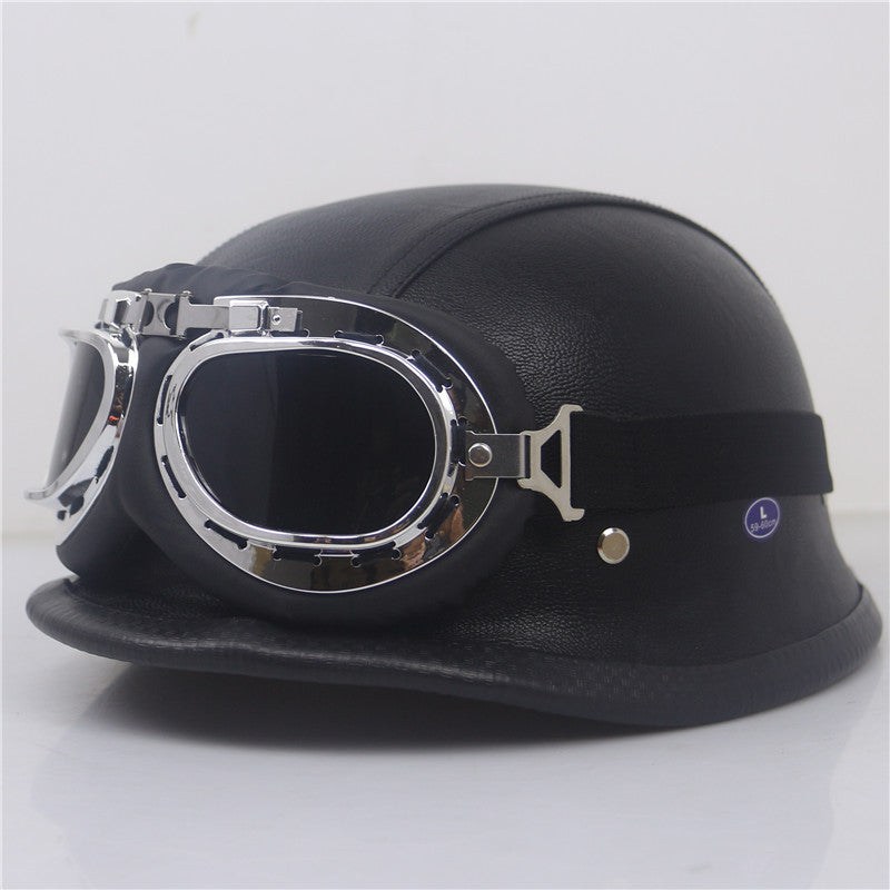 Vintage Leder Motorradhelm Brehn
