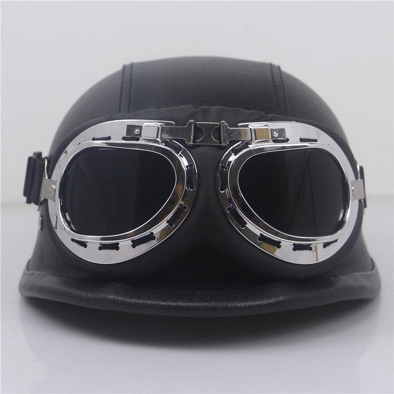 Vintage Leder Motorradhelm Brehn