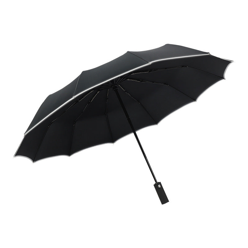 Damen automatischer Faltregenschirm mit umkehrbarem Design und reflektierenden Sicherheitsmerkmalen Brehn