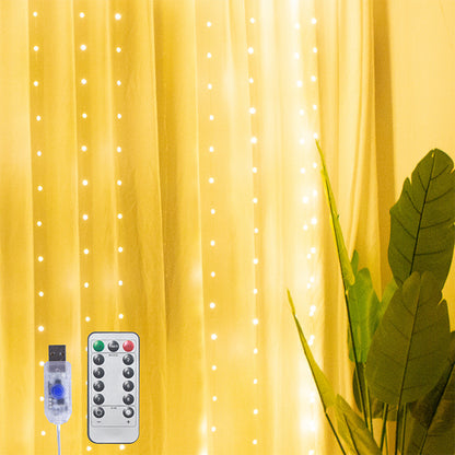 LED-Vorhang-Lichterkette mit USB-Anschluss und Fernbedienung