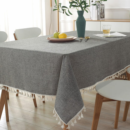 Elegante Baumwolltischdecke mit Quaste Trim