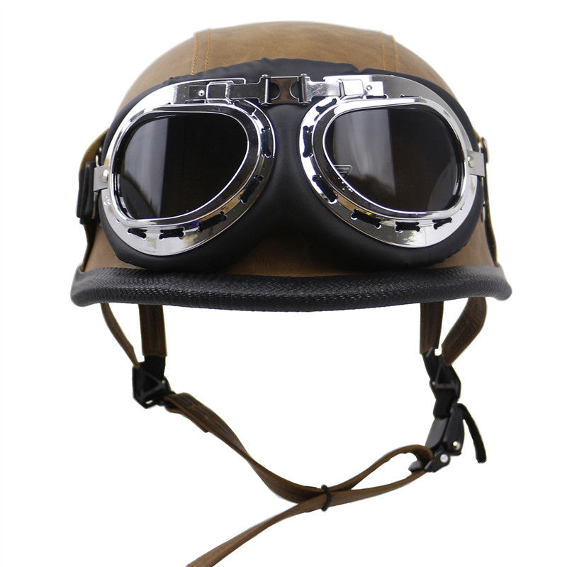 Vintage-Style Motorradhelm mit Goggles Brehn