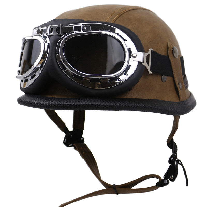 Vintage-Style Motorradhelm mit Goggles Brehn