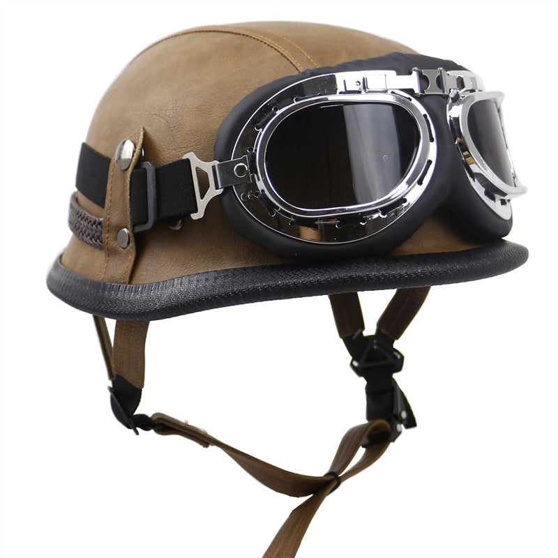 Vintage-Style Motorradhelm mit Goggles Brehn