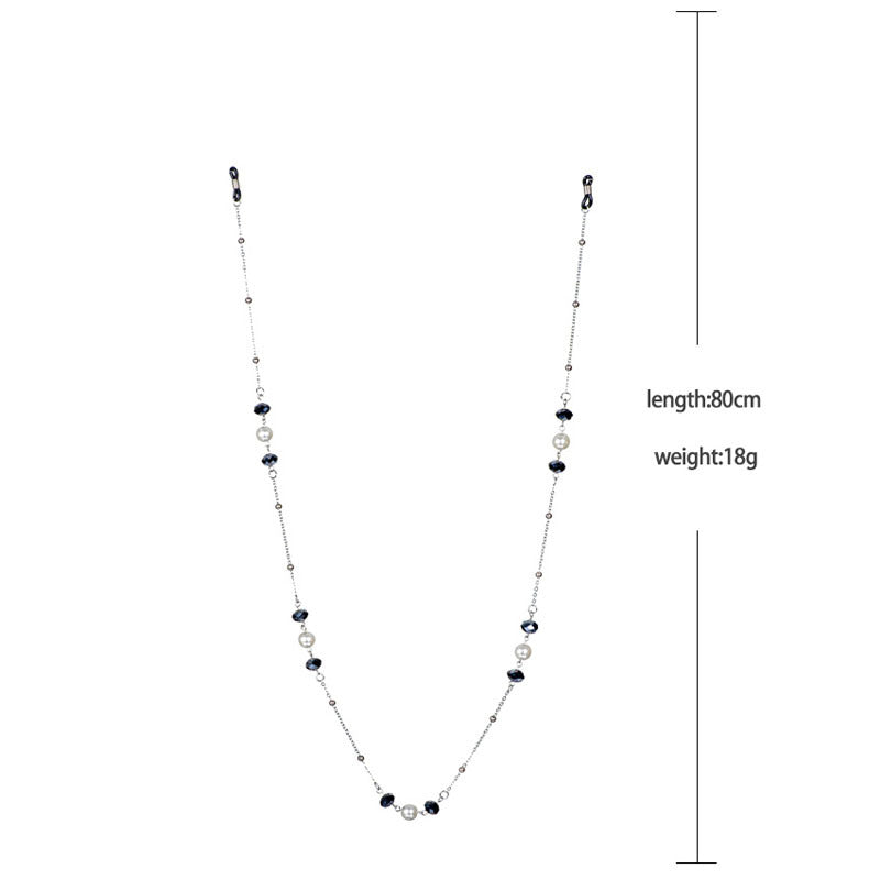 Elegante Perlen- und schwarze Schmuckbead-Brillen-Halskette Brehn