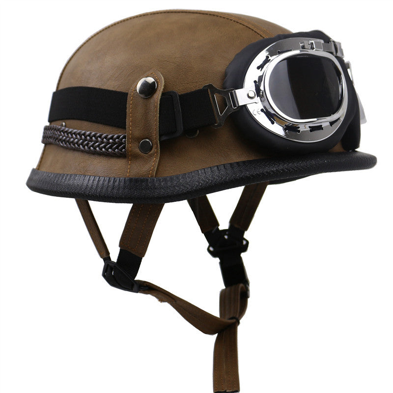 Vintage-Style Motorradhelm mit Goggles Brehn