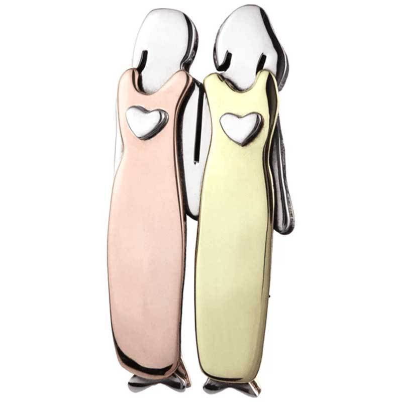 Charmantes Paar Figur Brosche Brehn