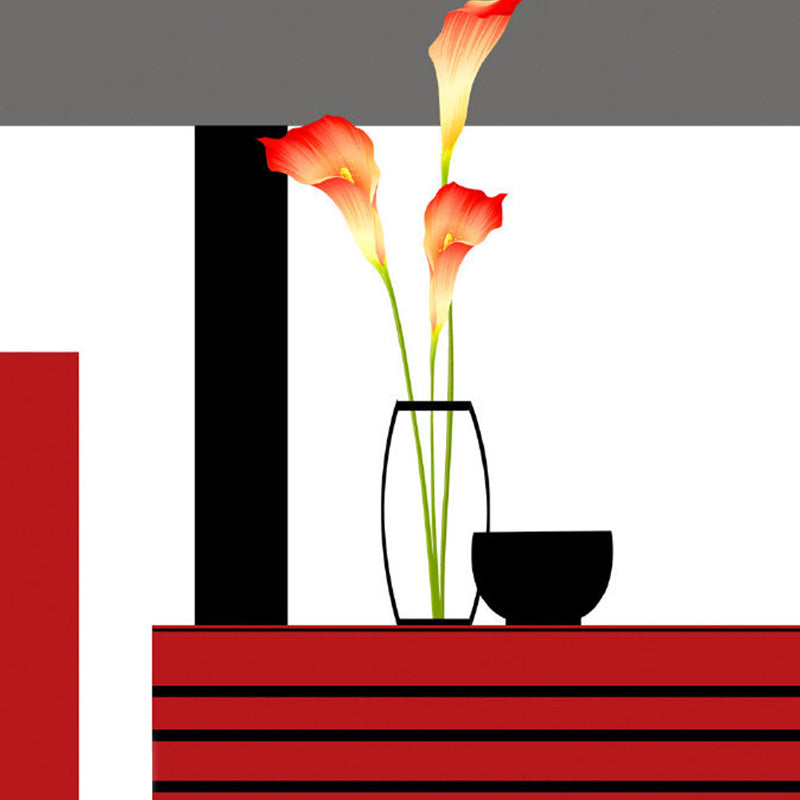 Brehn | Ganze Calla-Lilie Wandkunst Künstliche Schöne Blumen Wanddekoration in Rot-Schwarz