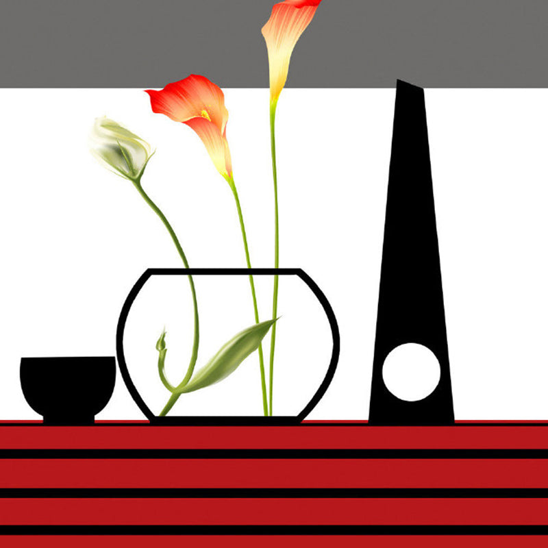Brehn | Ganze Calla-Lilie Wandkunst Künstliche Schöne Blumen Wanddekoration in Rot-Schwarz