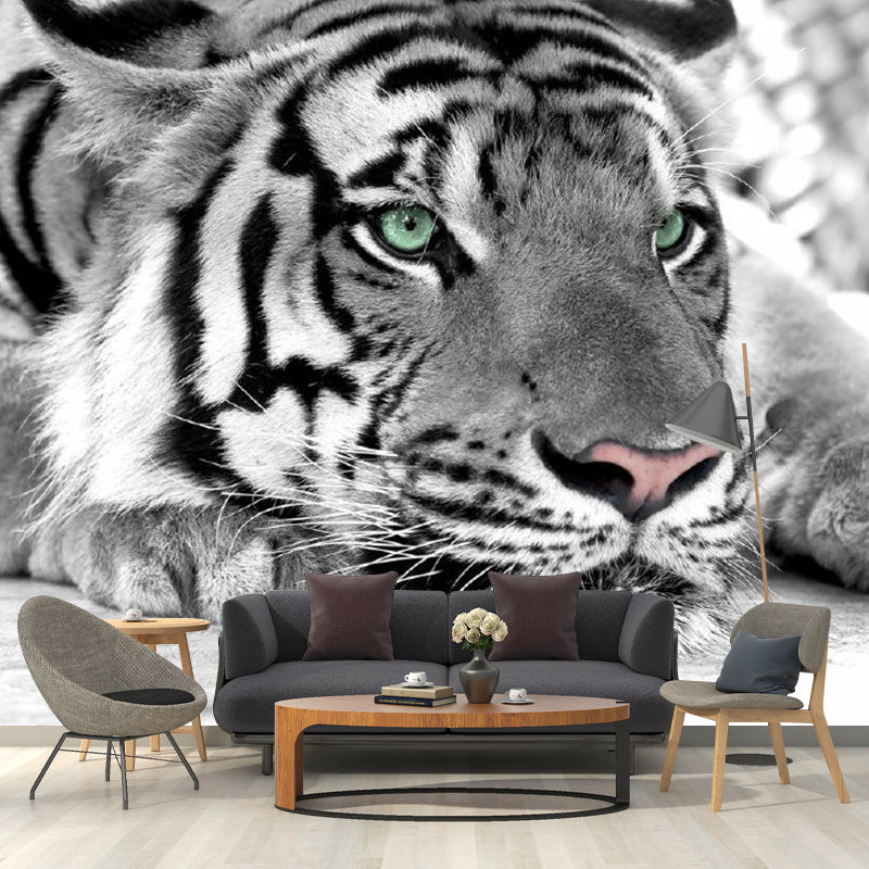 Brehn | Benutzerdefinierter Fotodruck Moderne Wandbilder Tapete mit Tiger Muster in Schwarz und Weiß