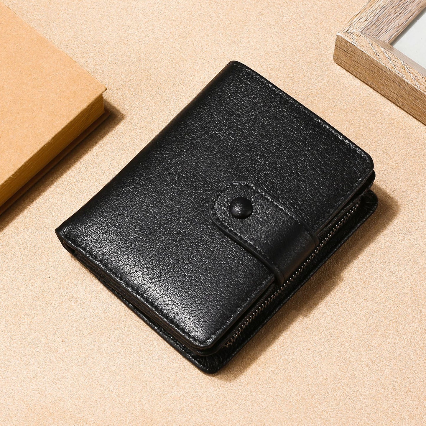 Premium strukturiertes Leder Reißverschluss Geldbörse