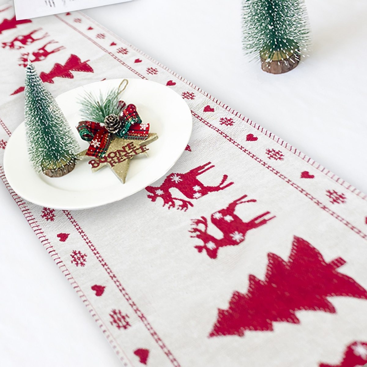 Brehn | Weihnachts-Elch Schneemann Tischläufer Frohe Weihnachten Dekorationen