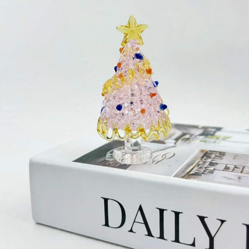 Mini-Weihnachtsbaum aus Glas, dekorative Tischfigur