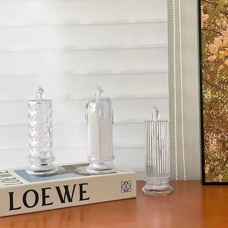 LED-Echtwachs-Optik Kerze mit Rosen-Lichteffekt