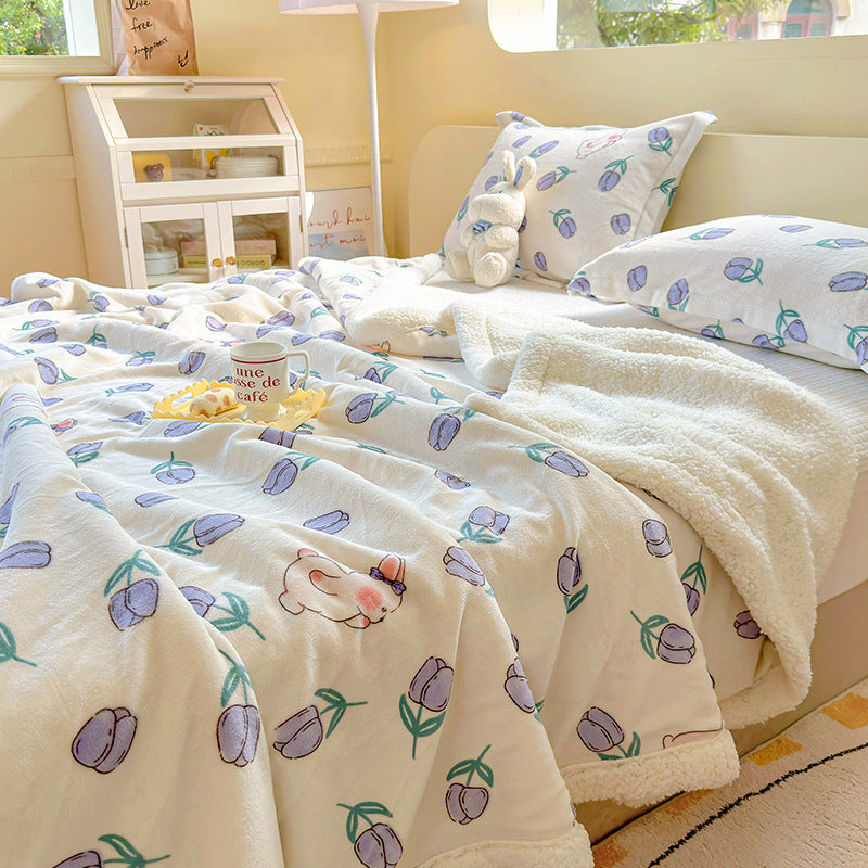 Flauschige Milchfaser-Fleece Wohndecke, winterwarm