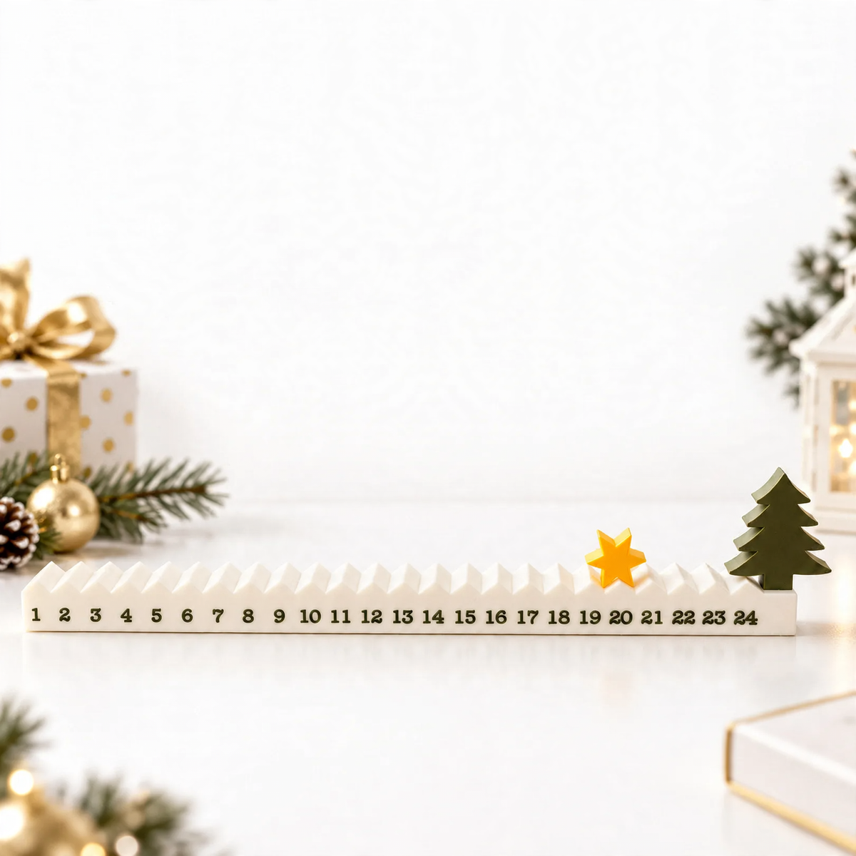 3D-gedruckter Weihnachtsbaum-Adventskalender als Tischdeko